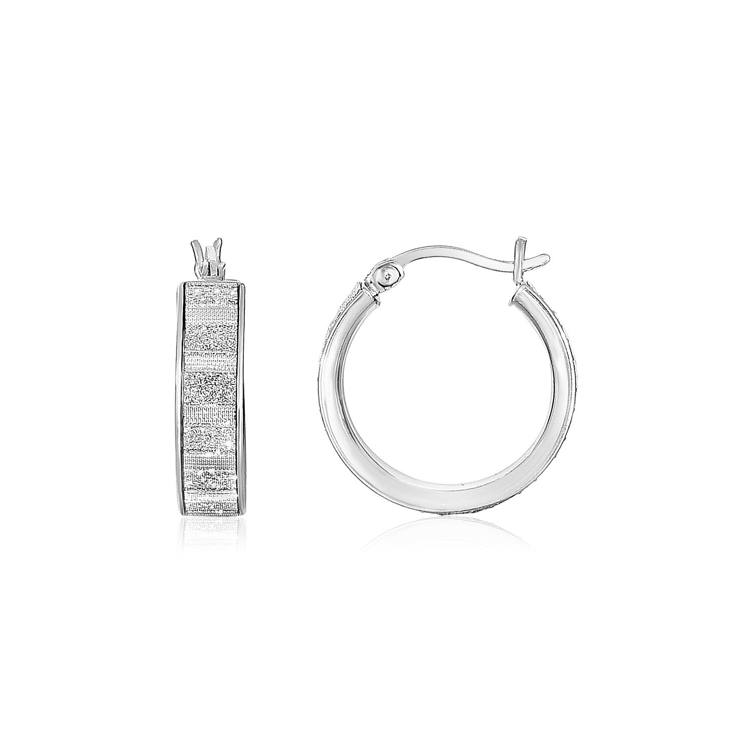 Sterling Silver Petite Glitter Texture Round Hoop Earrings - LinkagejewelrydesignLinkagejewelrydesign