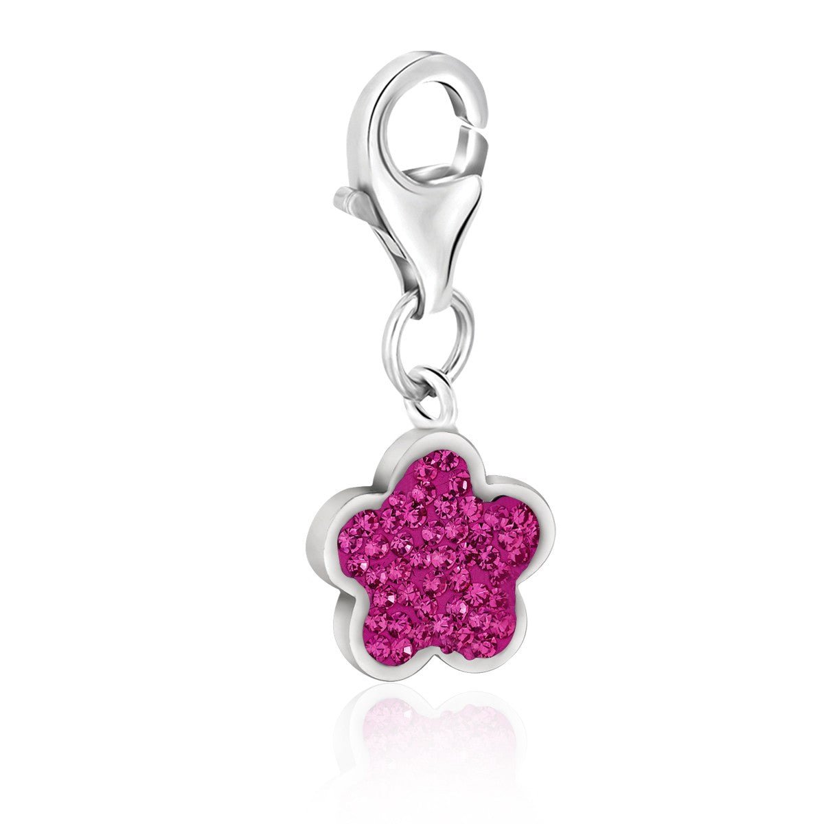 Sterling Silver Pink Tone Crystal Embellished Star Charm - LinkagejewelrydesignLinkagejewelrydesign