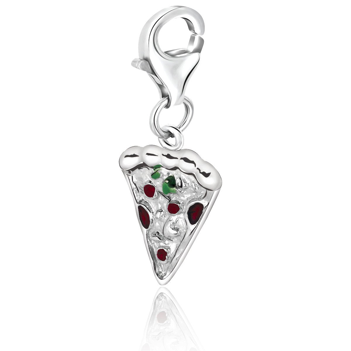 Sterling Silver Pizza Slice Charm with Multi Color Enamel Accents - LinkagejewelrydesignLinkagejewelrydesign