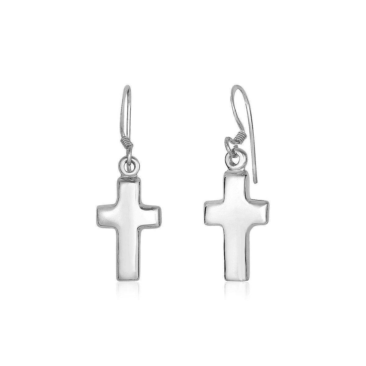 Sterling Silver Polished Cross Dangle Earrings - LinkagejewelrydesignLinkagejewelrydesign