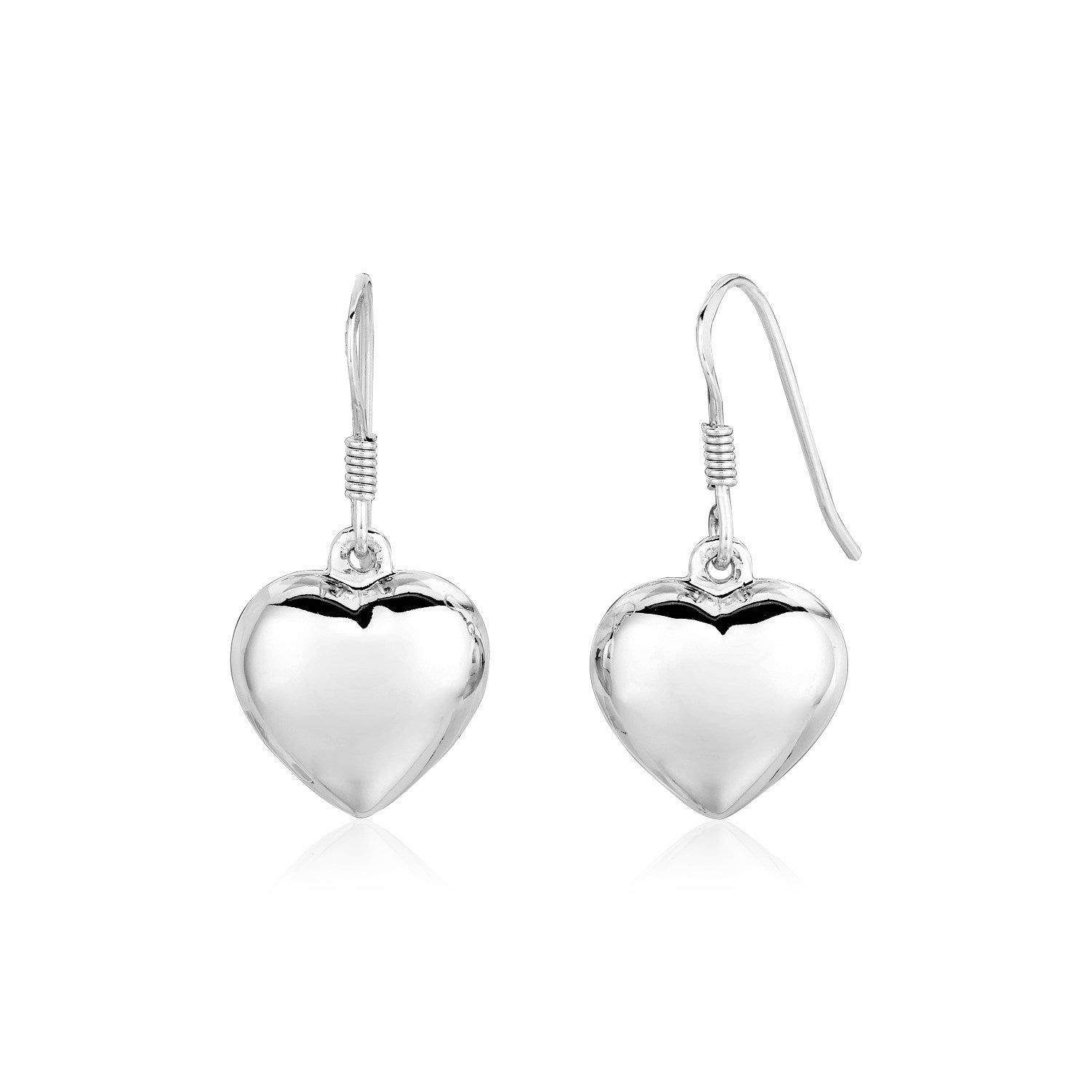Sterling Silver Polished Heart Dangle Earrings - LinkagejewelrydesignLinkagejewelrydesign