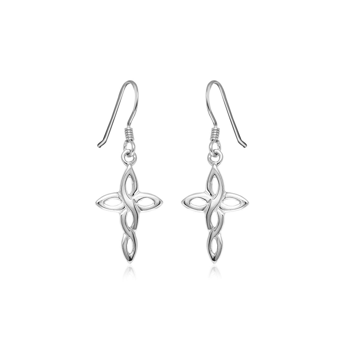 Sterling Silver Polished Knot Style Cross Earrings - LinkagejewelrydesignLinkagejewelrydesign