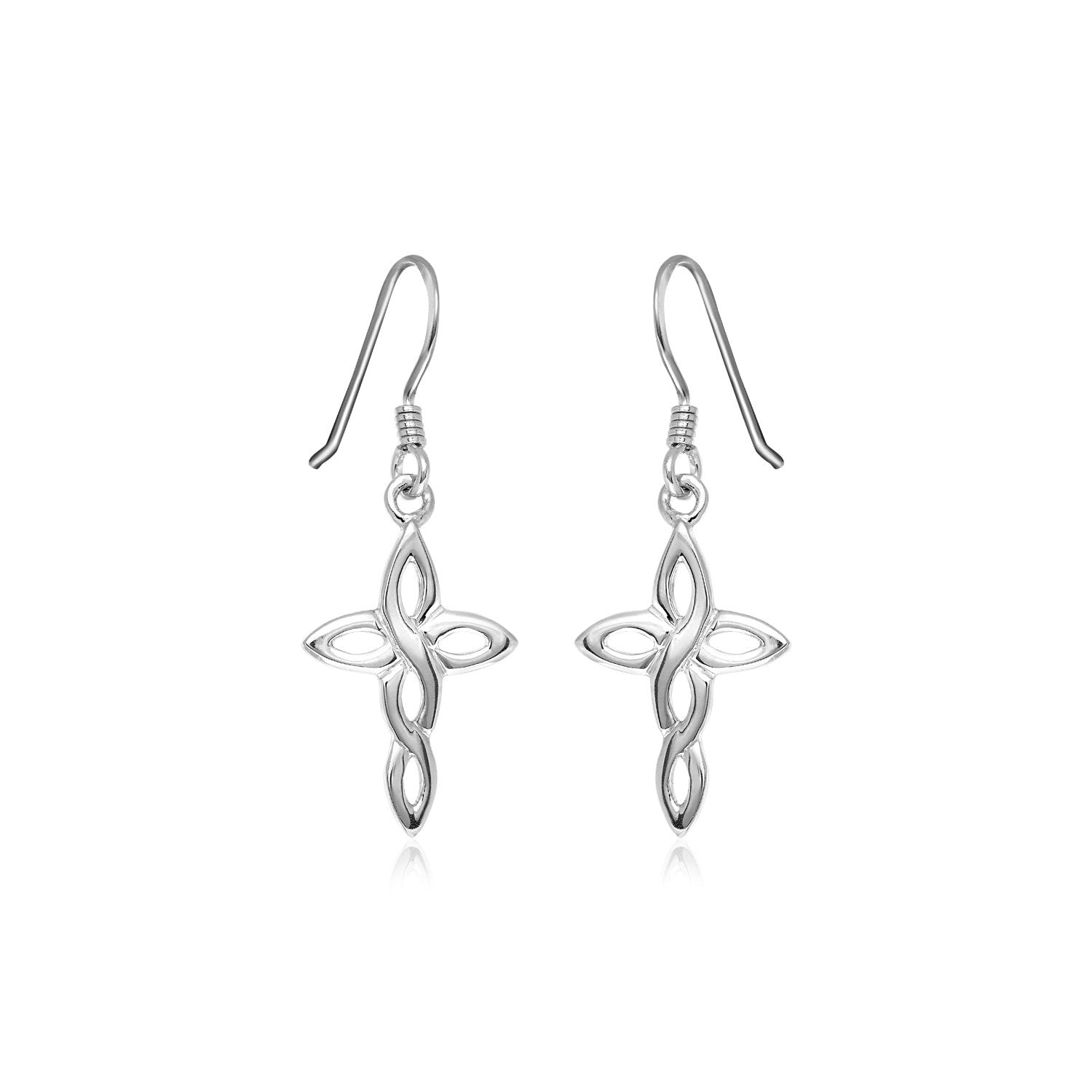Sterling Silver Polished Knot Style Cross Earrings - LinkagejewelrydesignLinkagejewelrydesign