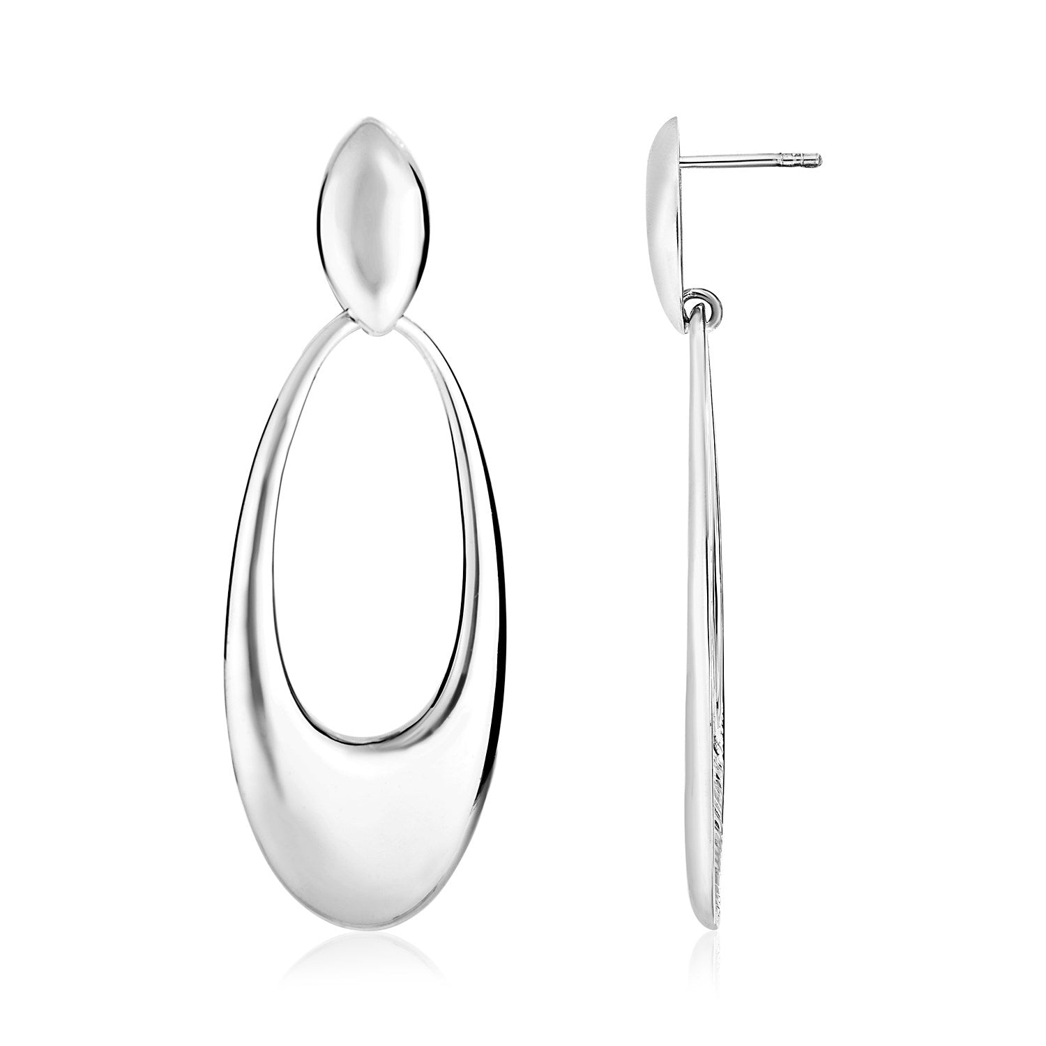 Sterling Silver Polished Open Oval Dangle Earrings - LinkagejewelrydesignLinkagejewelrydesign