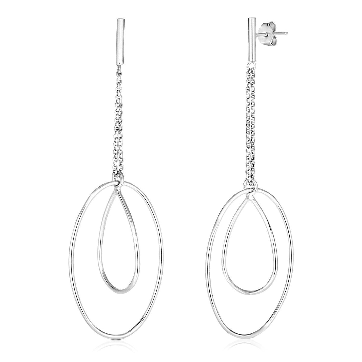 Sterling Silver Polished Oval and Teardrop Dangle Earrings - LinkagejewelrydesignLinkagejewelrydesign
