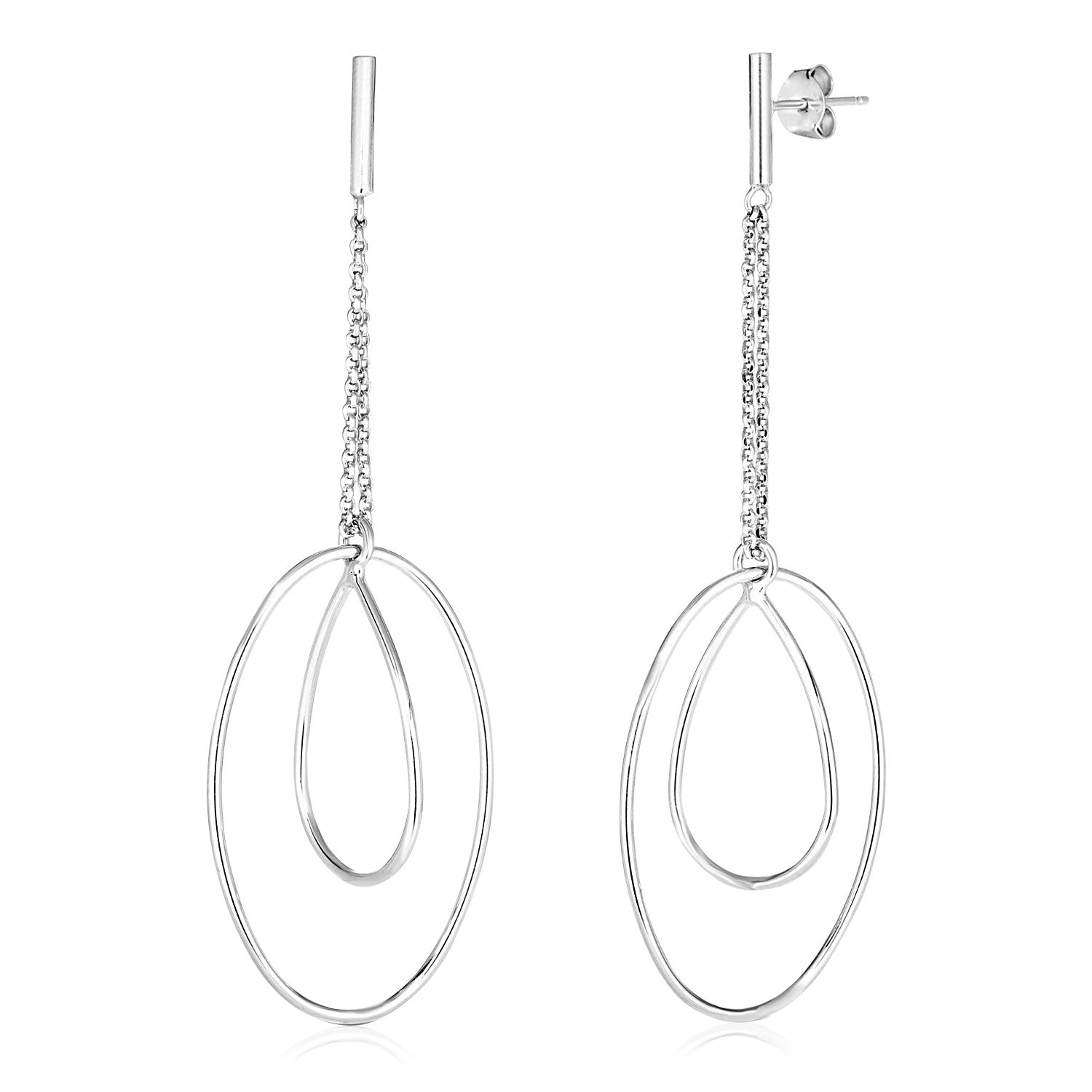 Sterling Silver Polished Oval and Teardrop Dangle Earrings - LinkagejewelrydesignLinkagejewelrydesign