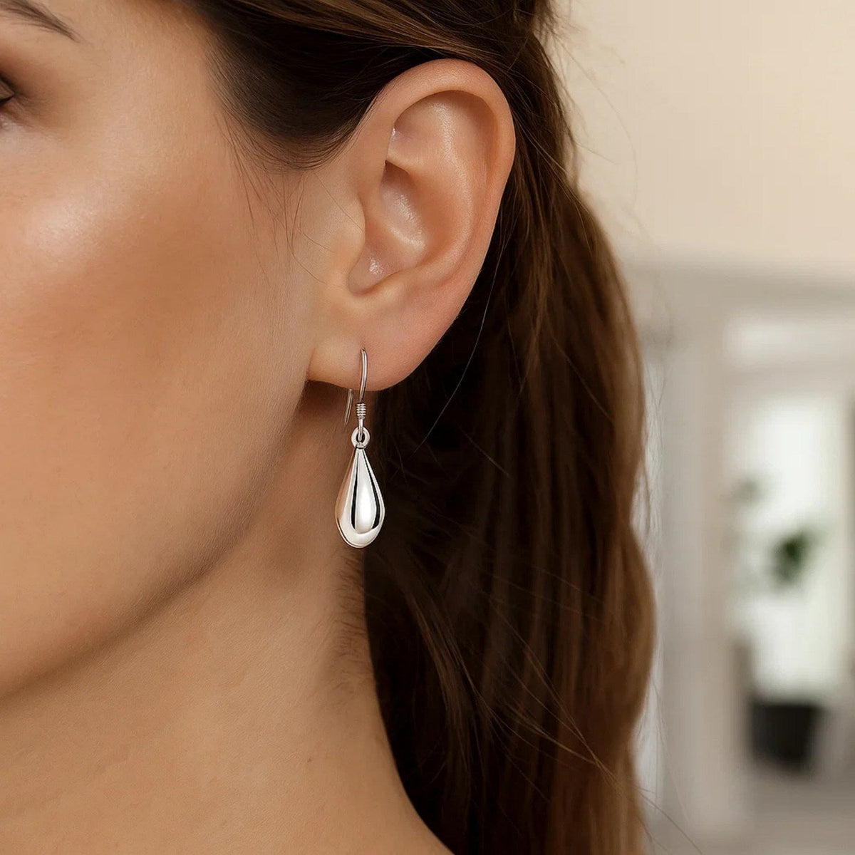 Sterling Silver Polished Puffed Teardrop Dangle Earrings - LinkagejewelrydesignLinkagejewelrydesign