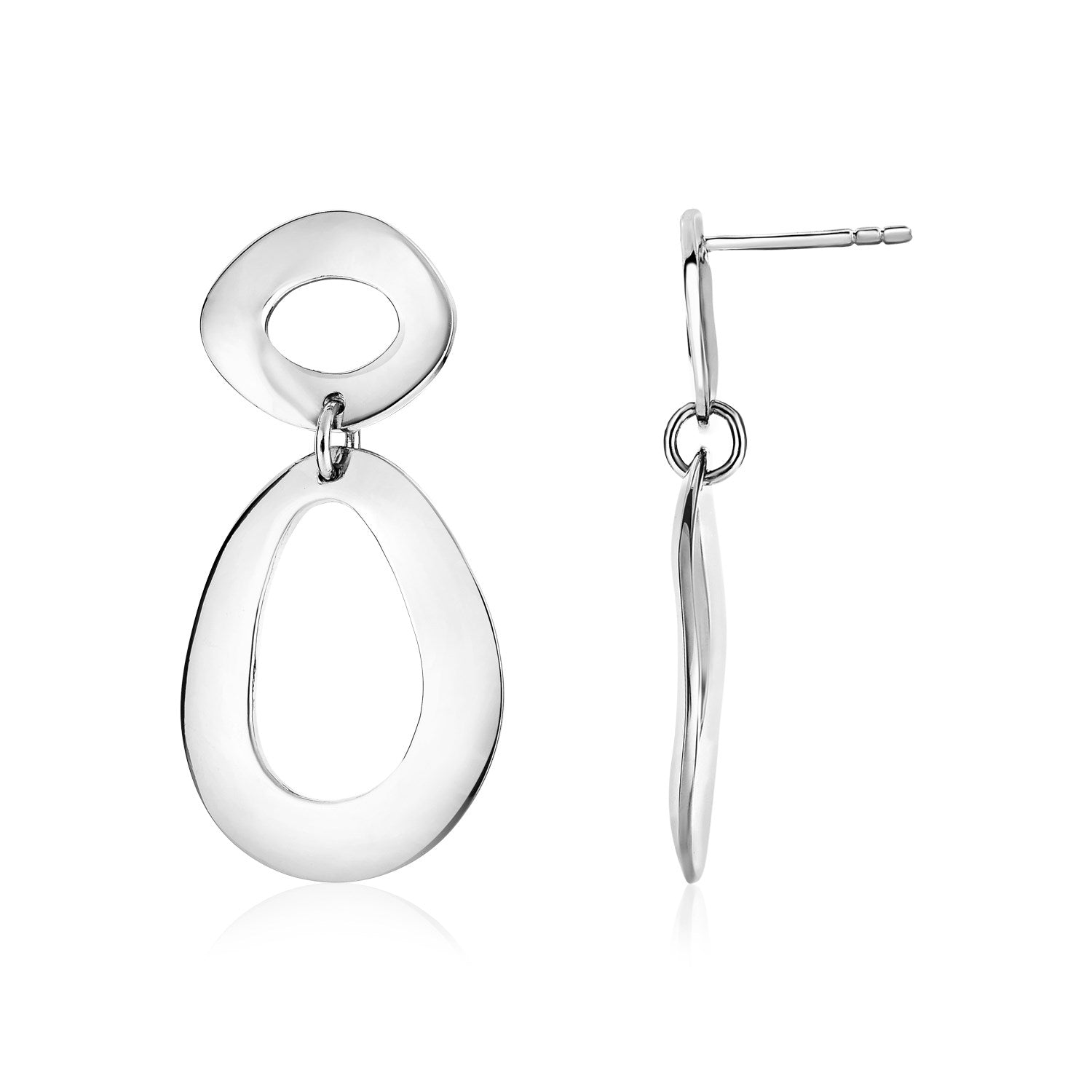 Sterling Silver Polished Teardrop and Oval Dangle Earrings - LinkagejewelrydesignLinkagejewelrydesign