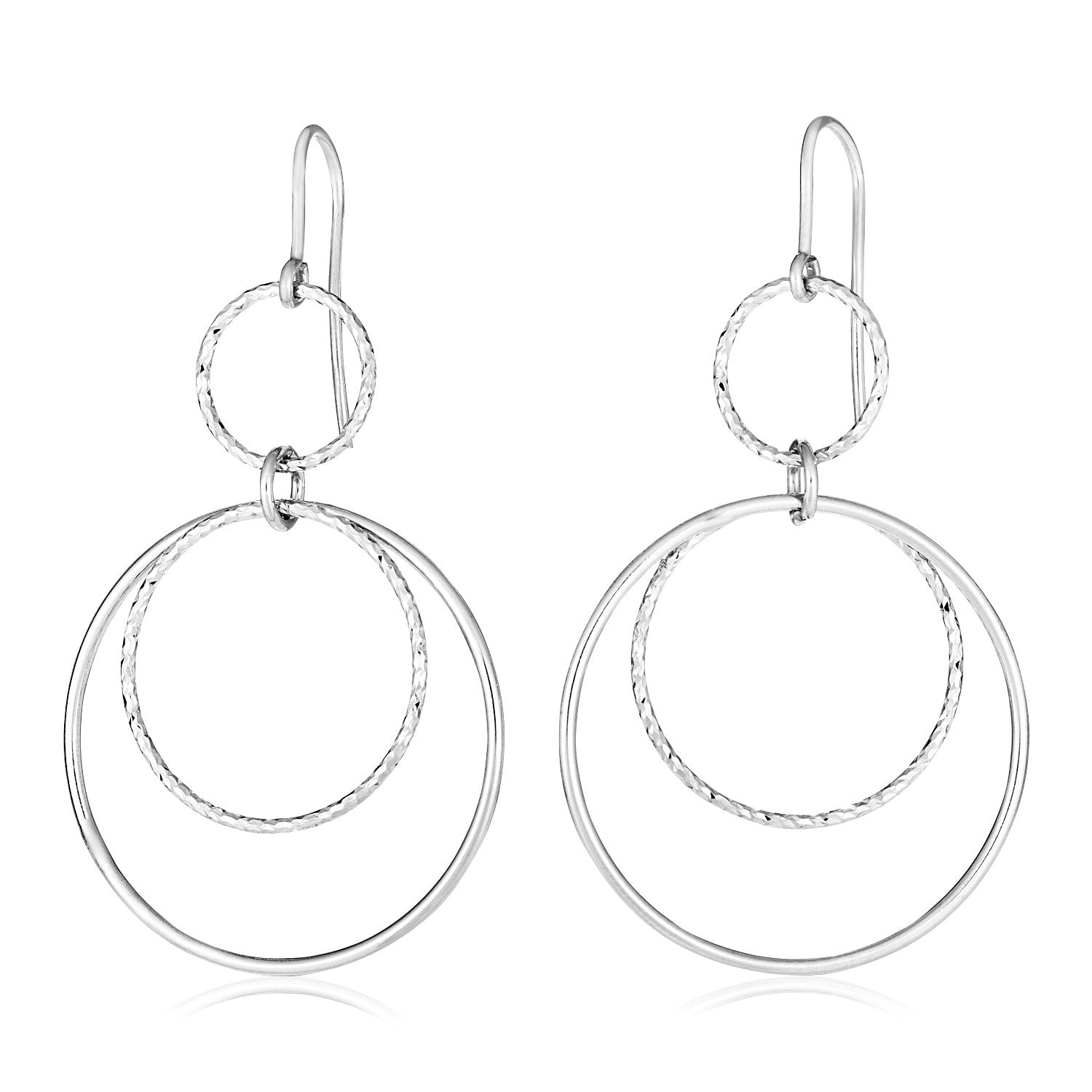 Sterling Silver Polished Three Circle Dangle Earrings - LinkagejewelrydesignLinkagejewelrydesign