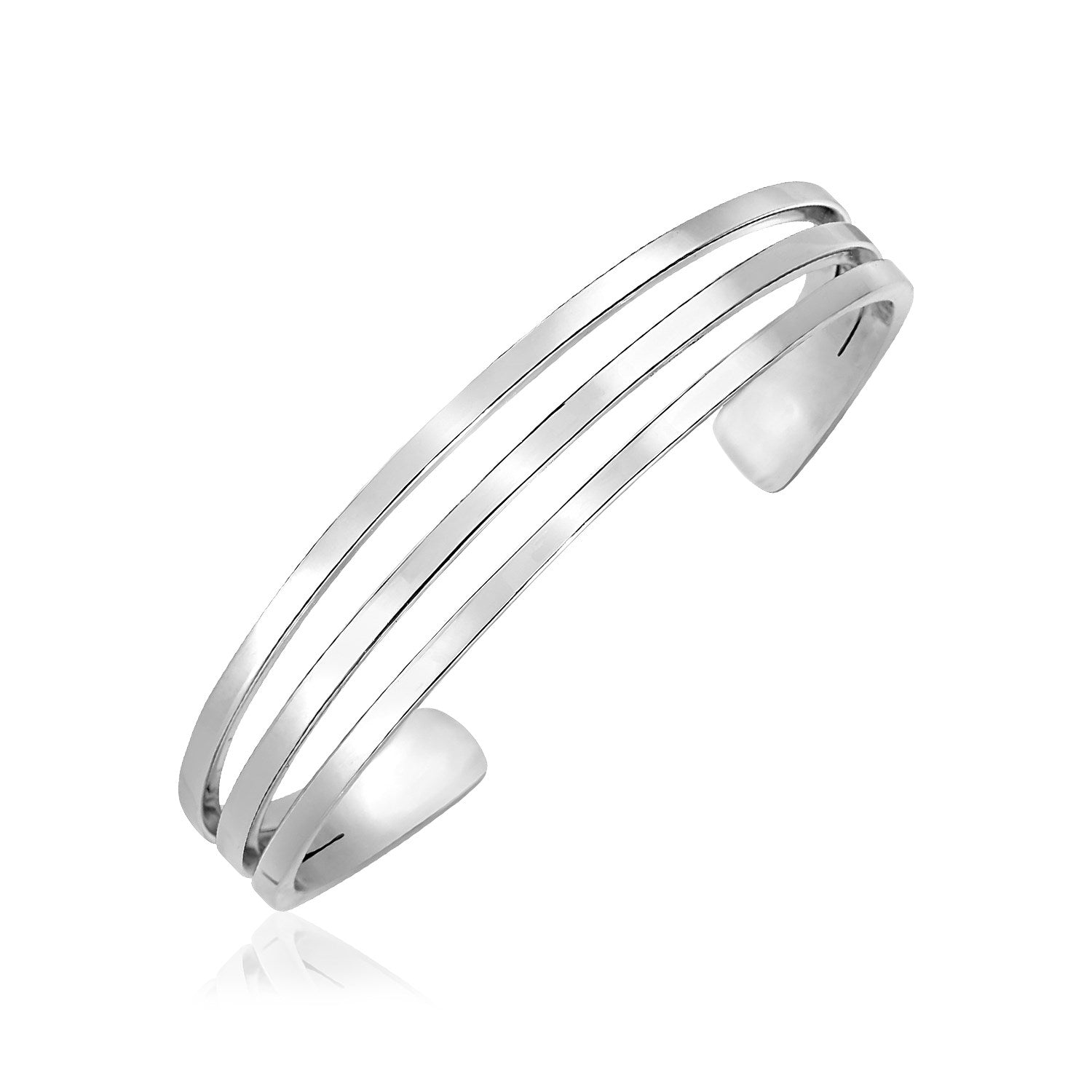 Sterling Silver Polished Three Part Cuff Bangle - LinkagejewelrydesignLinkagejewelrydesign