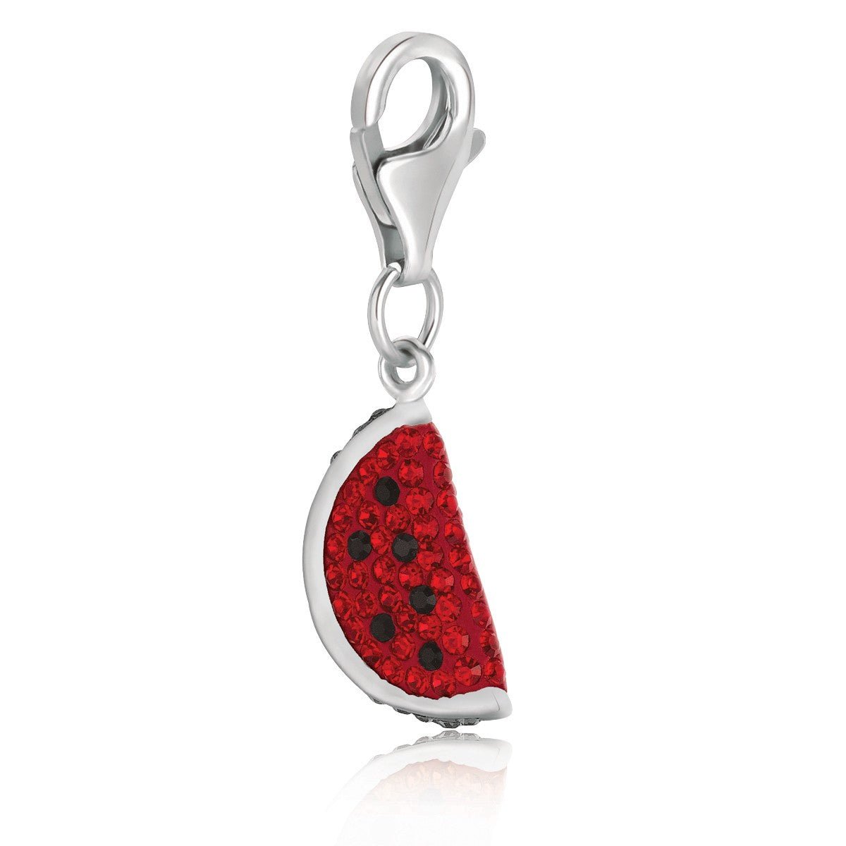 Sterling Silver Red and Black Tone Crystal Encrusted Watermelon Charm - LinkagejewelrydesignLinkagejewelrydesign