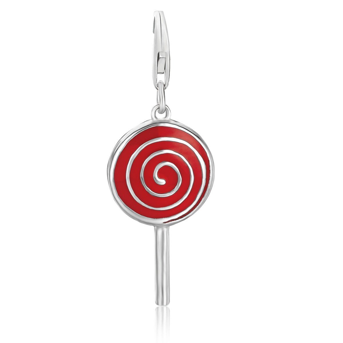Sterling Silver Red Enameled Lollypop Charm - LinkagejewelrydesignLinkagejewelrydesign