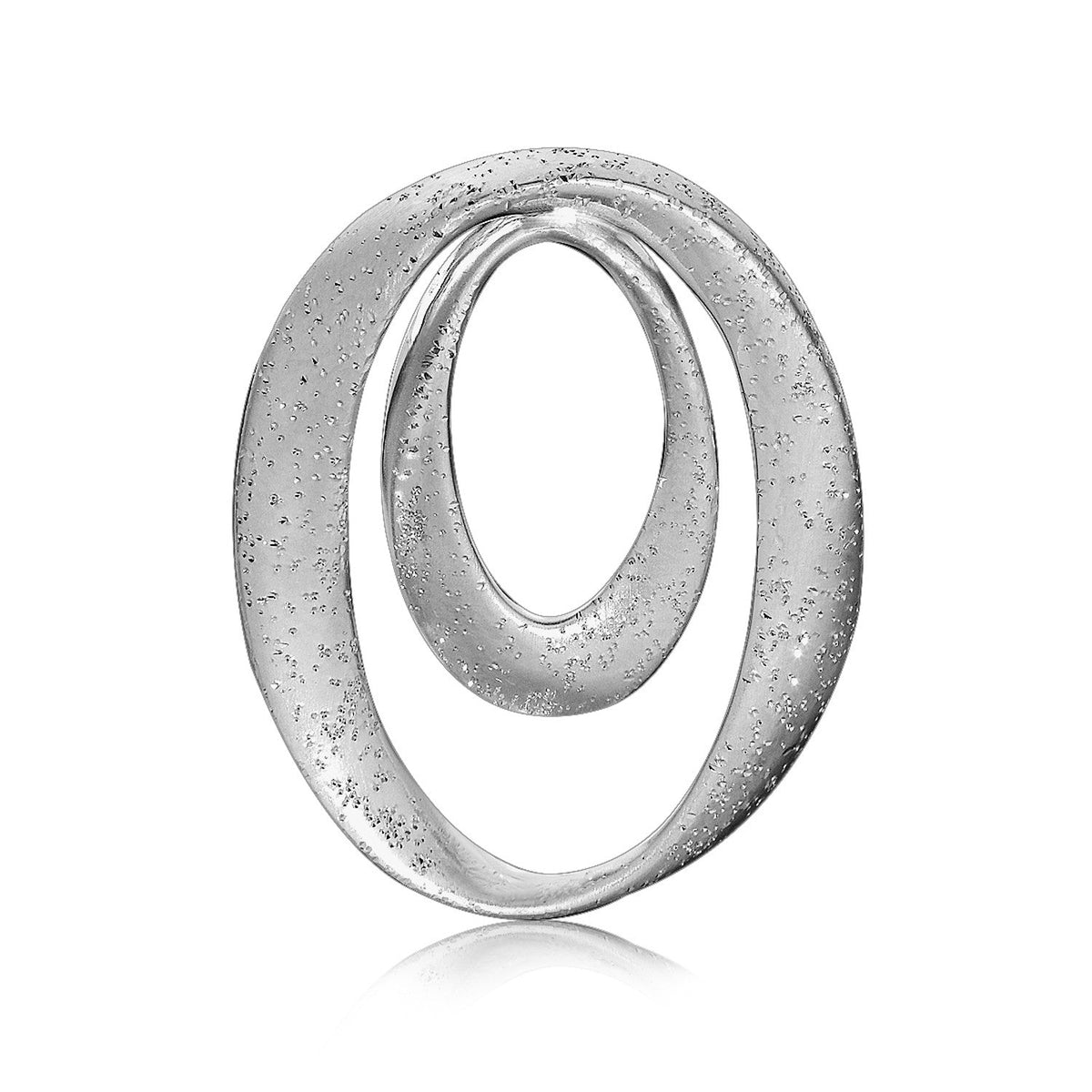 Sterling Silver Rhodium Plated Dual Oval Pendant with Stardust Texture - LinkagejewelrydesignLinkagejewelrydesign