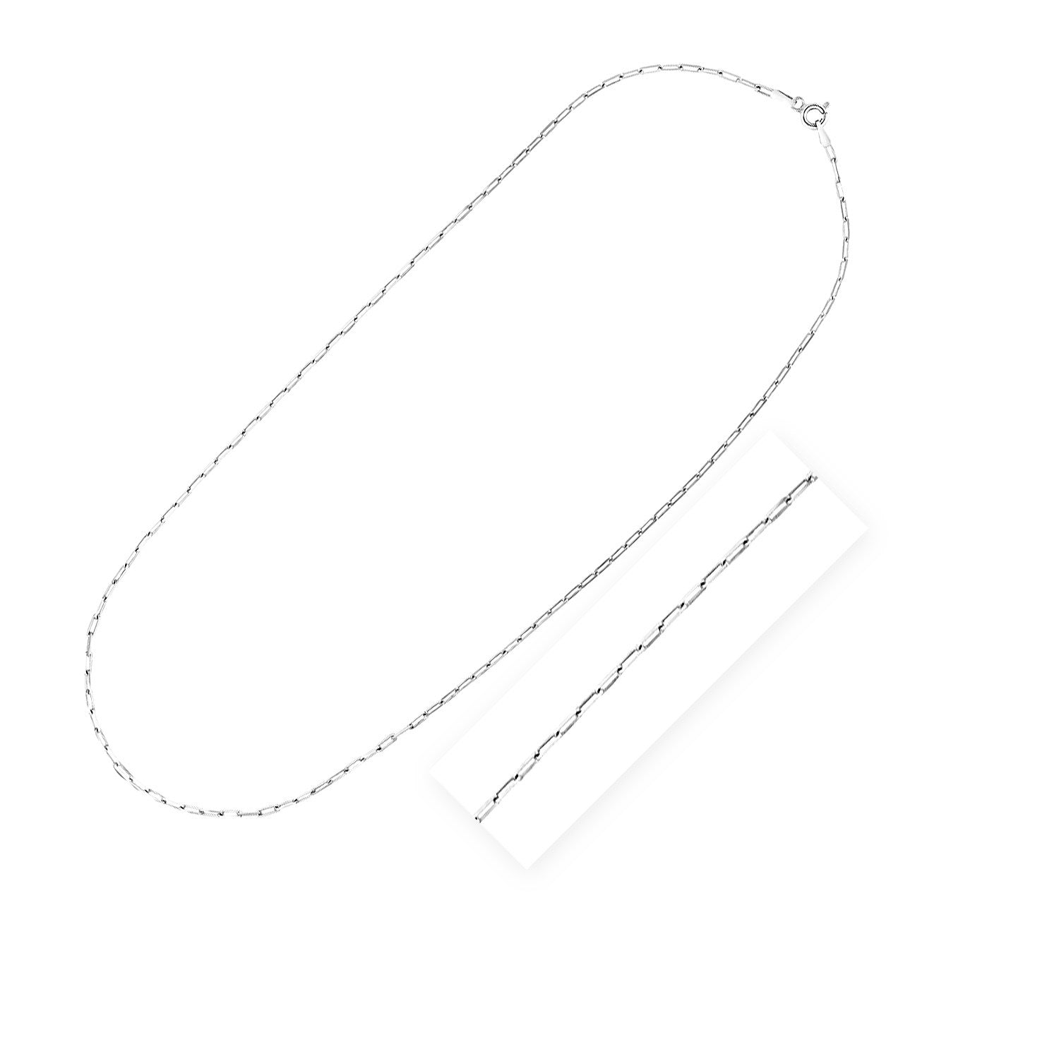 Sterling Silver Rhodium Plated Paperclip Chain (1.80 mm) - LinkagejewelrydesignLinkagejewelrydesign