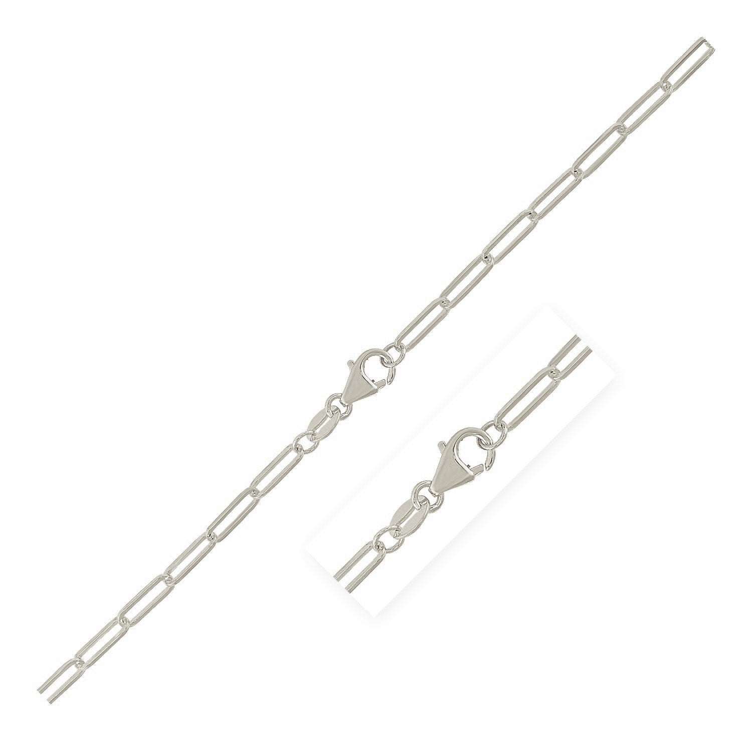 Sterling Silver Rhodium Plated Paperclip Chain (2.50 mm) - LinkagejewelrydesignLinkagejewelrydesign