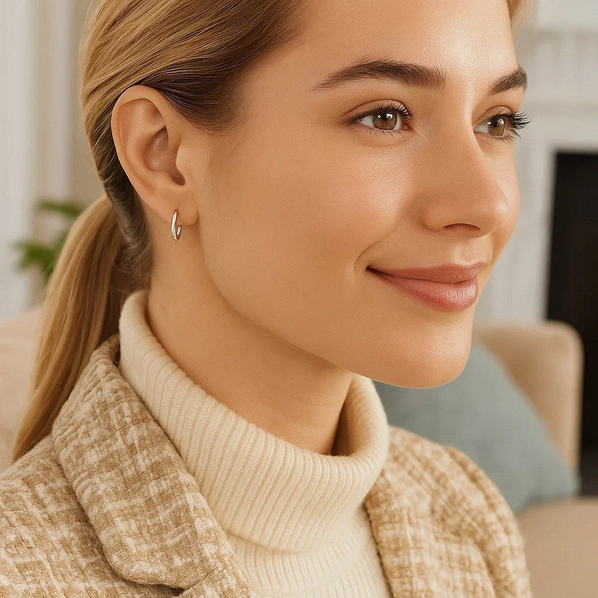 Sterling Silver Rhodium Plated Thin and Small Polished Hoop Earrings (2x10mm) - LinkagejewelrydesignLinkagejewelrydesign