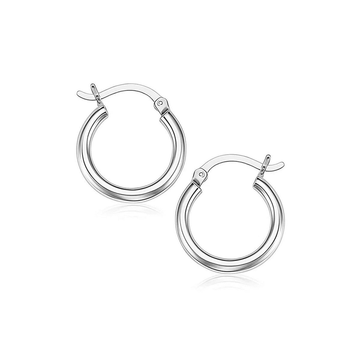Sterling Silver Rhodium Plated Thin and Small Polished Hoop Earrings (2x10mm) - LinkagejewelrydesignLinkagejewelrydesign