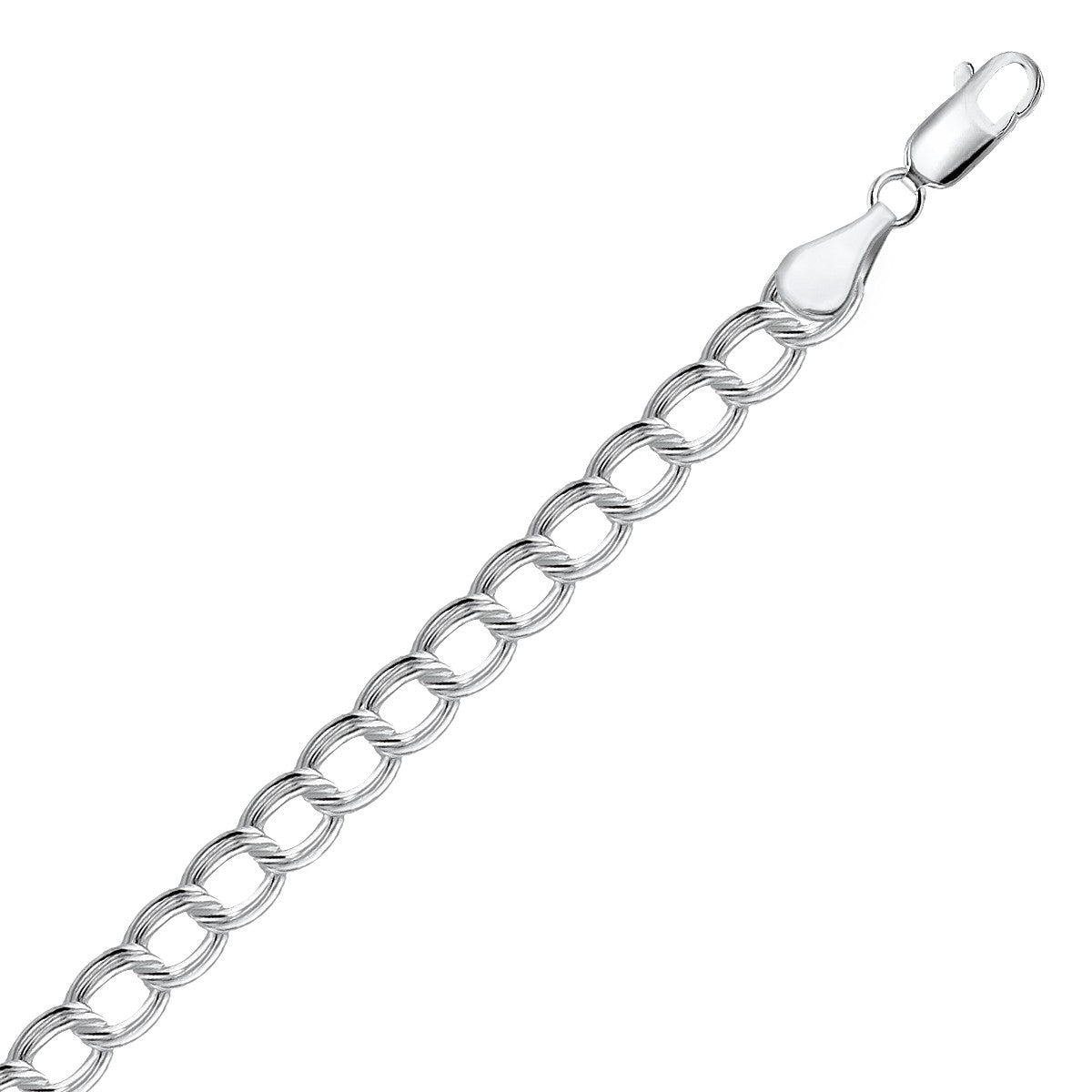 Sterling Silver Ridged Circular Chain Bracelet with Rhodium Plating (6.00 mm) - LinkagejewelrydesignLinkagejewelrydesign