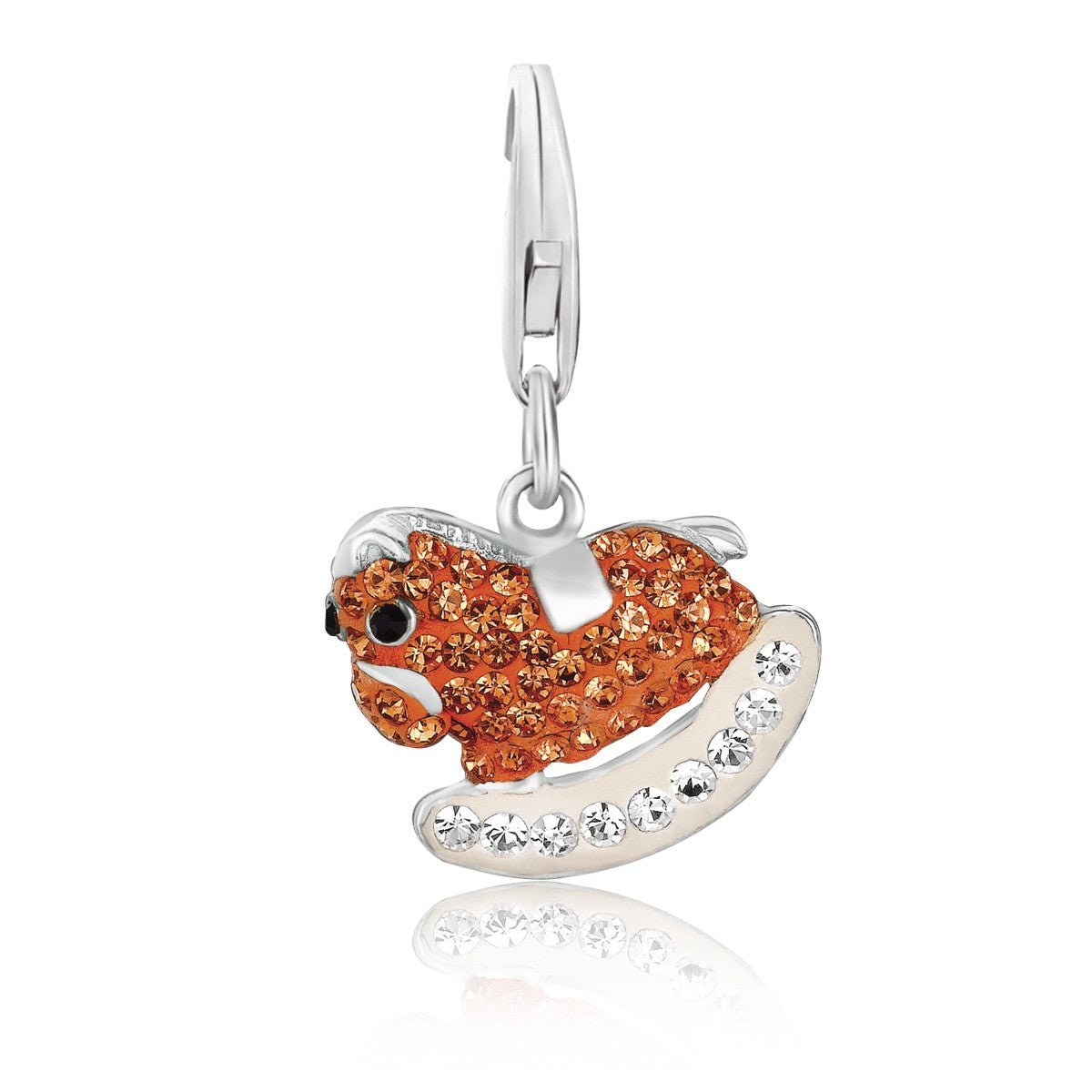 Sterling Silver Rocking Horse Multi Color Crystal Studded Charm - LinkagejewelrydesignLinkagejewelrydesign