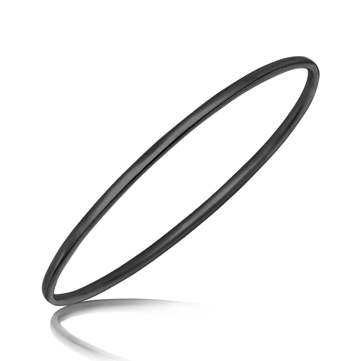 Sterling Silver Ruthenium Plated Slim Style Polished Bangle - LinkagejewelrydesignLinkagejewelrydesign