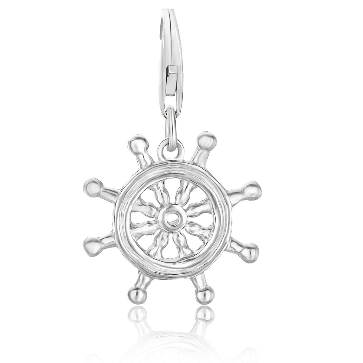 Sterling Silver Ship Steering Wheel Charm - LinkagejewelrydesignLinkagejewelrydesign