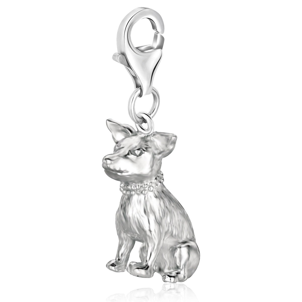 Sterling Silver Sitting Dog Charm - LinkagejewelrydesignLinkagejewelrydesign