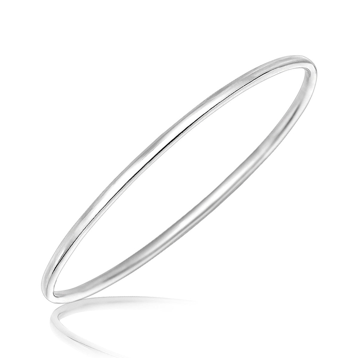 Sterling Silver Slim Style Polished Bangle with Rhodium Plating - LinkagejewelrydesignLinkagejewelrydesign