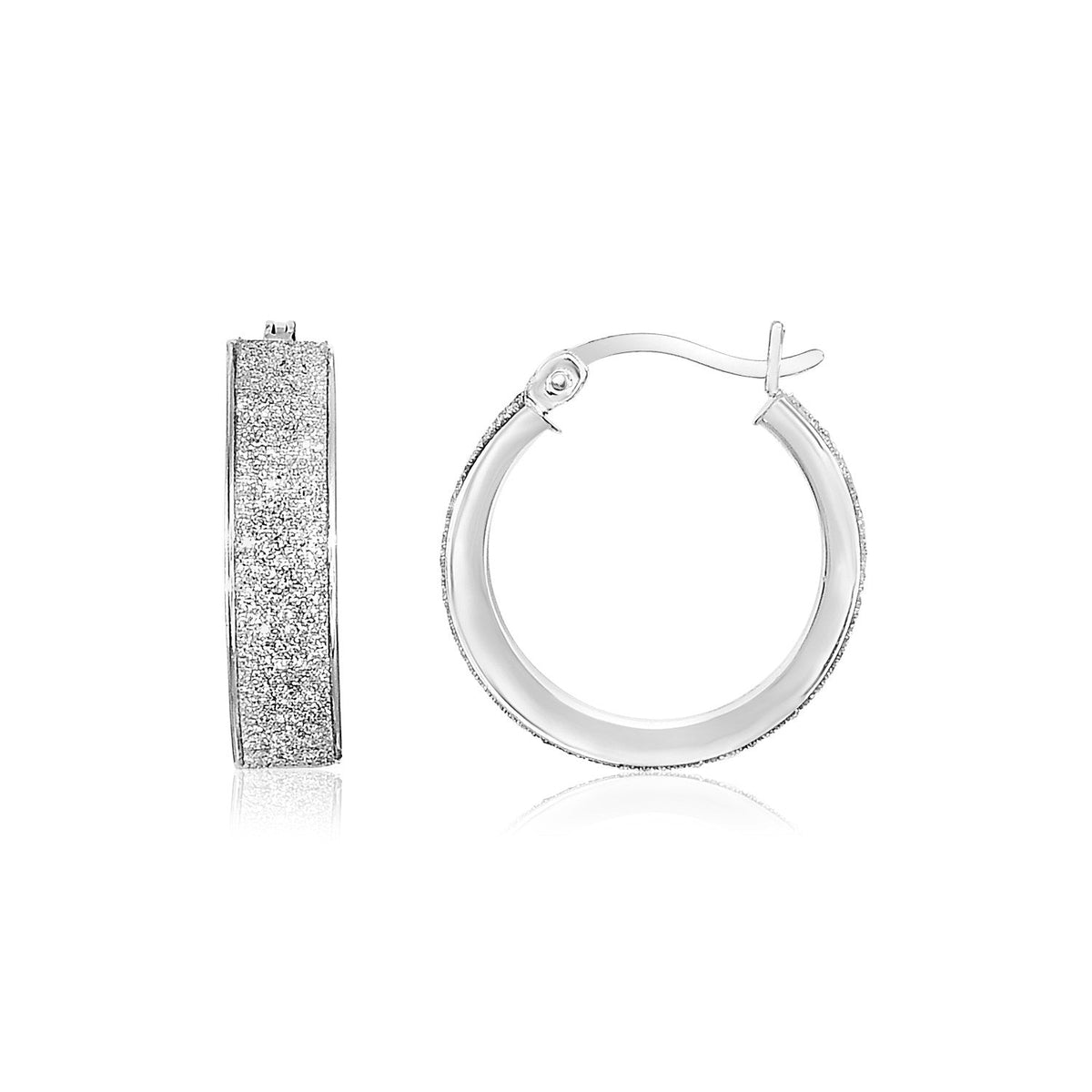 Sterling Silver Small Glitter Texture Round Hoop Earrings - LinkagejewelrydesignLinkagejewelrydesign