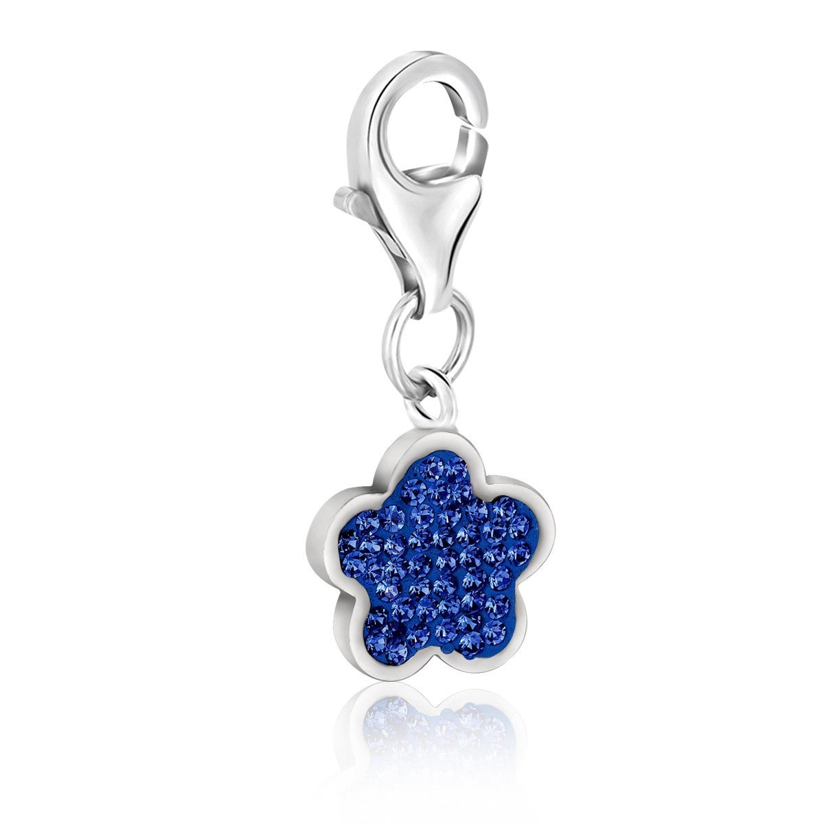 Sterling Silver Star Blue Tone Crystal Accented Charm - LinkagejewelrydesignLinkagejewelrydesign