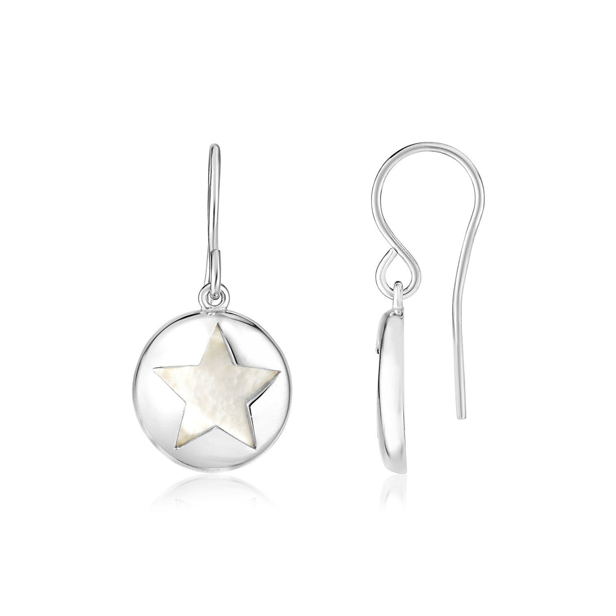 Sterling Silver Star Cutout Earrings with Mother of Pearl - LinkagejewelrydesignLinkagejewelrydesign