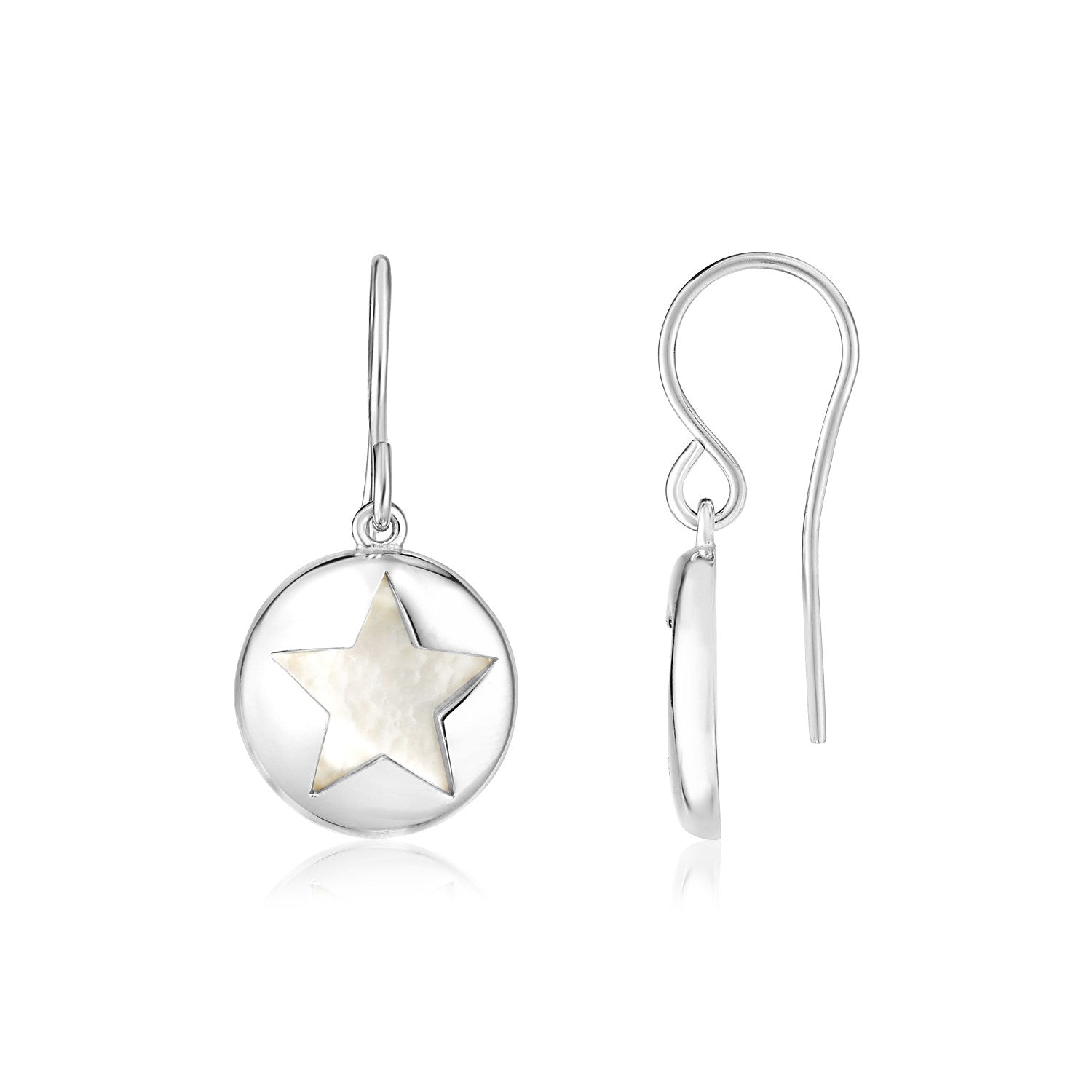 Sterling Silver Star Cutout Earrings with Mother of Pearl - LinkagejewelrydesignLinkagejewelrydesign