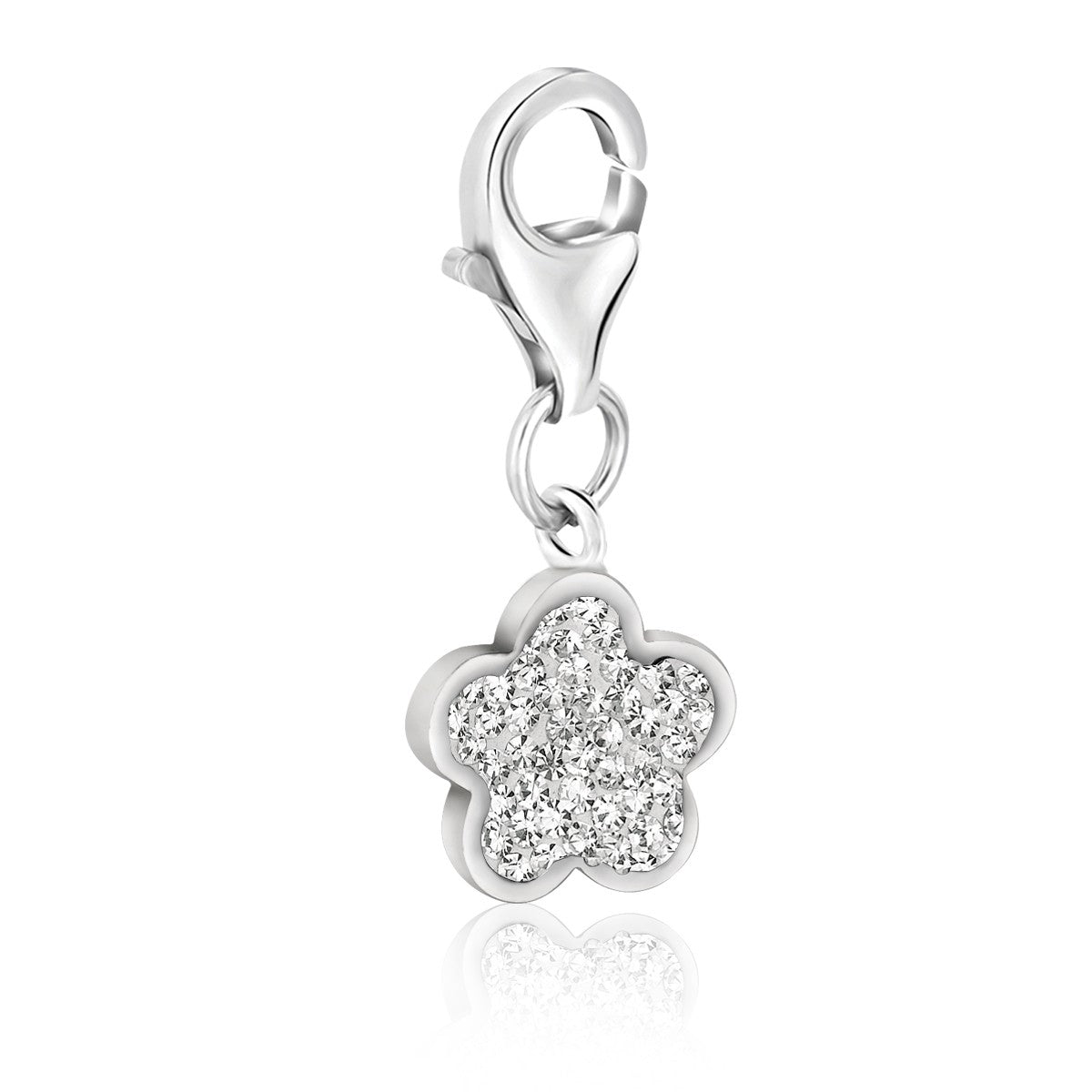 Sterling Silver Star Shape Charm with White Tone Crystal Accents - LinkagejewelrydesignLinkagejewelrydesign