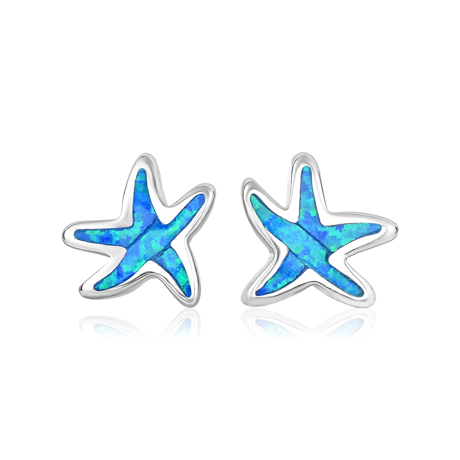 Sterling Silver Starfish Earrings with Opal - LinkagejewelrydesignLinkagejewelrydesign