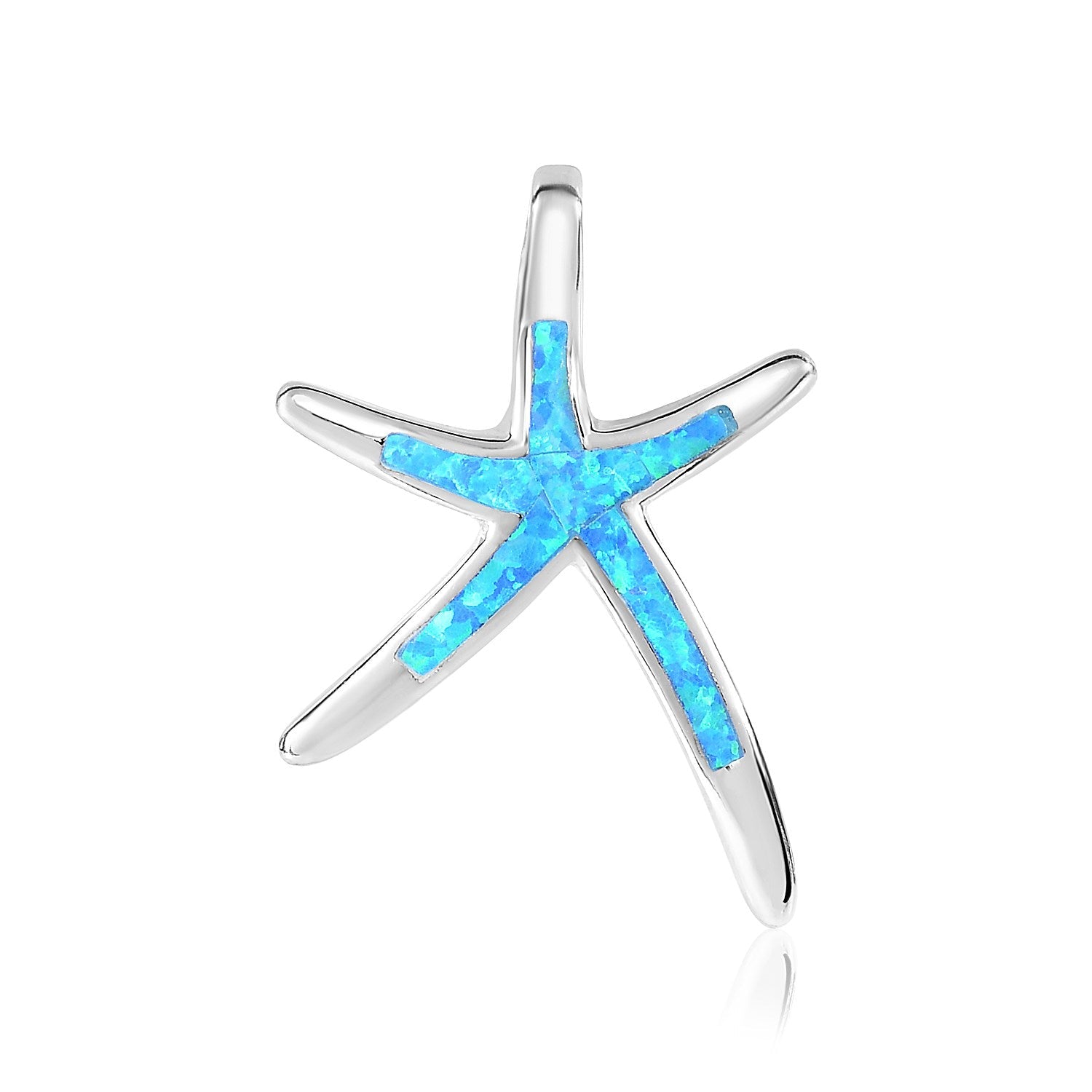 Sterling Silver Starfish Pendant with Opal - LinkagejewelrydesignLinkagejewelrydesign