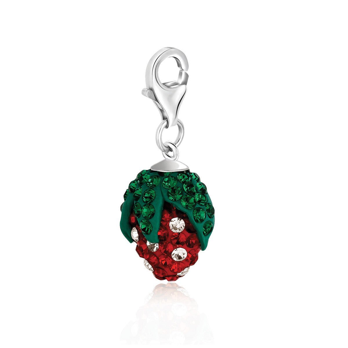 Sterling Silver Strawberry Charm with Multi Color Crystal Accents - LinkagejewelrydesignLinkagejewelrydesign