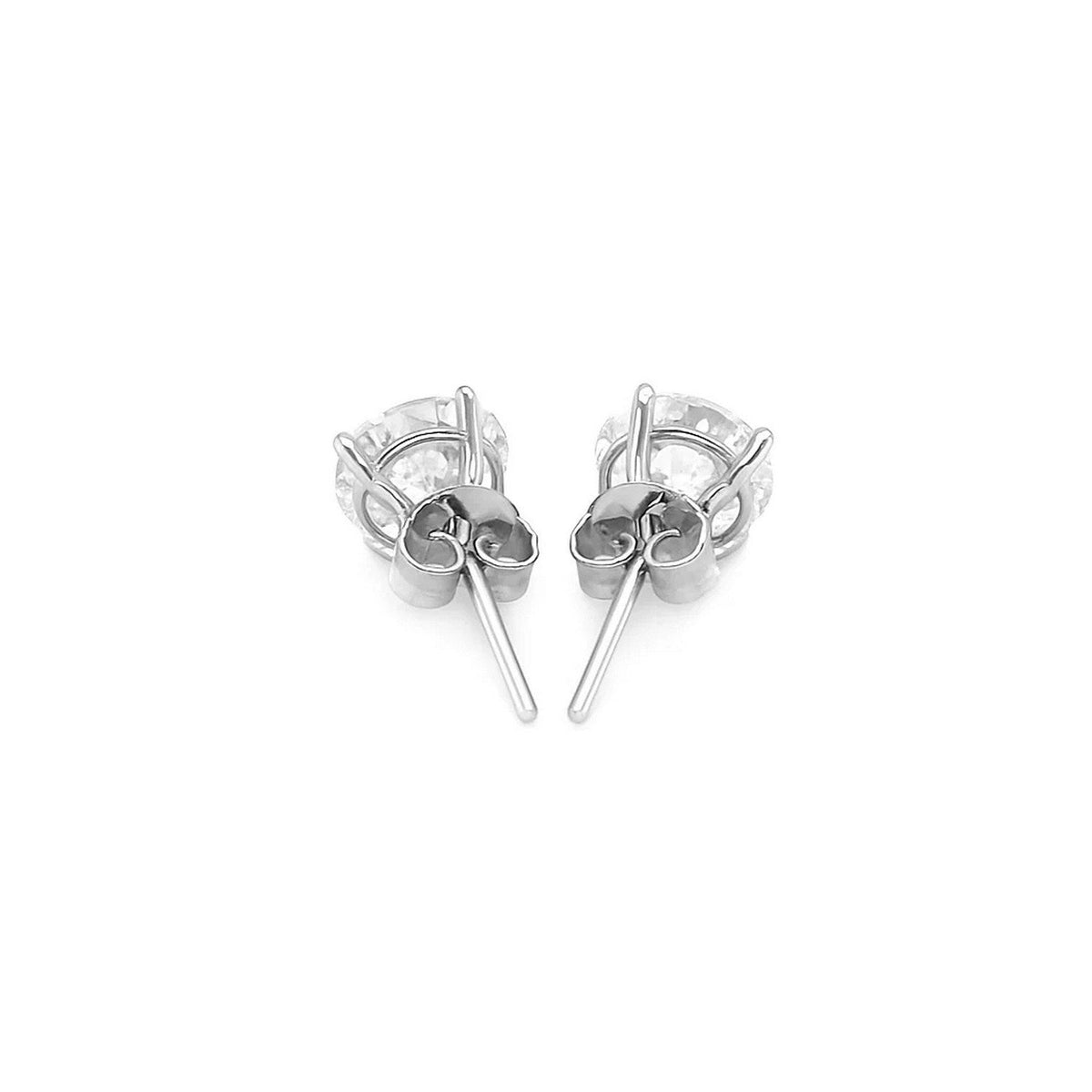 Sterling Silver Stud Earrings with White Hue Faceted Cubic Zirconia - LinkagejewelrydesignLinkagejewelrydesign