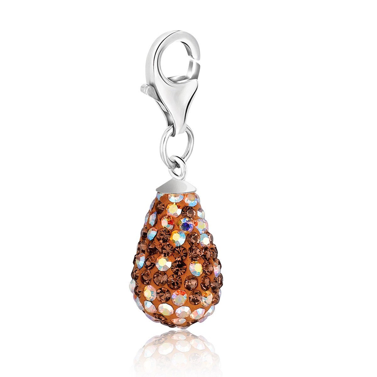 Sterling Silver Teardrop Charm with Multi Color Crystal Stones - LinkagejewelrydesignLinkagejewelrydesign