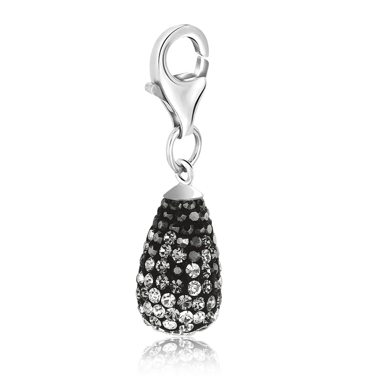 Sterling Silver Teardrop Multi Color Encrusted Charm - LinkagejewelrydesignLinkagejewelrydesign