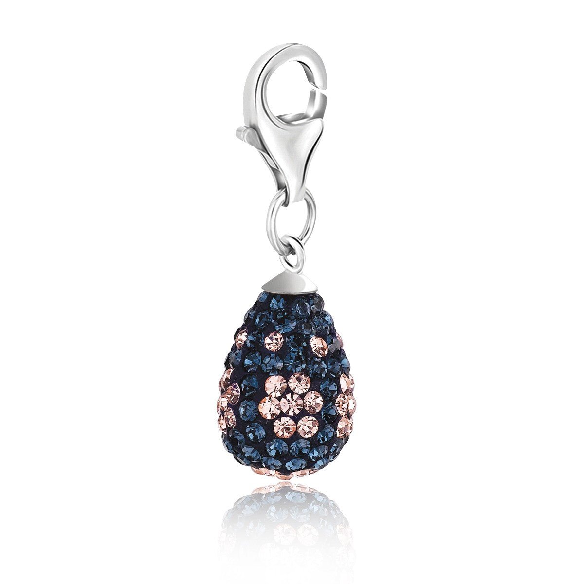 Sterling Silver Teardrop Shape Charm with Multi Color Crystal Accents - LinkagejewelrydesignLinkagejewelrydesign