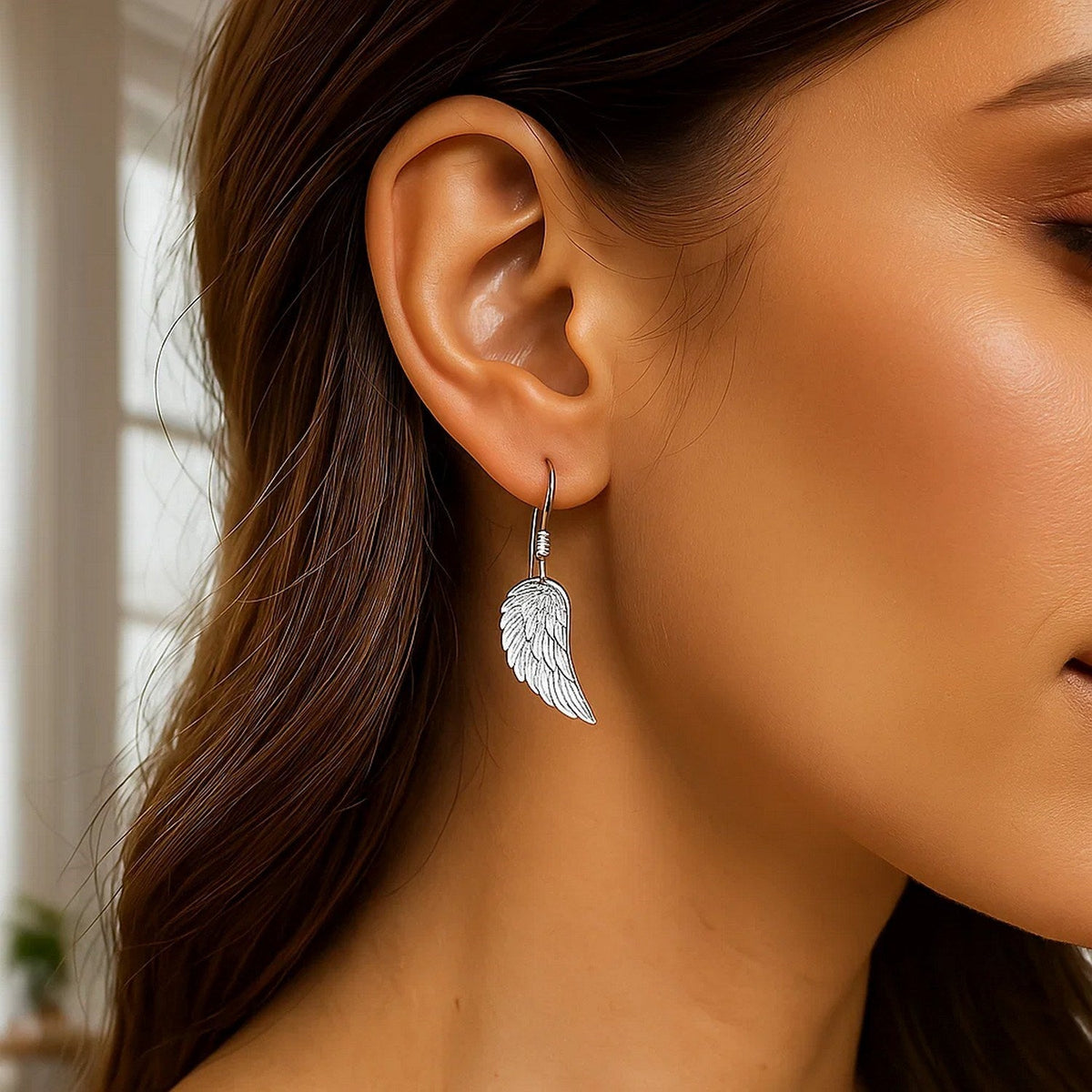 Sterling Silver Textured Angel Wing Earrings - LinkagejewelrydesignLinkagejewelrydesign