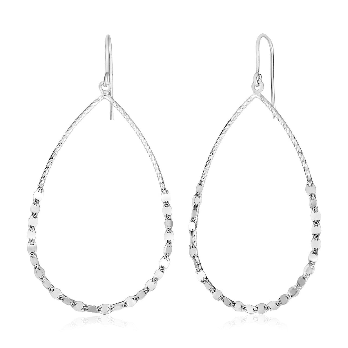 Sterling Silver Textured Teardrop Motif Dangle Earrings - LinkagejewelrydesignLinkagejewelrydesign