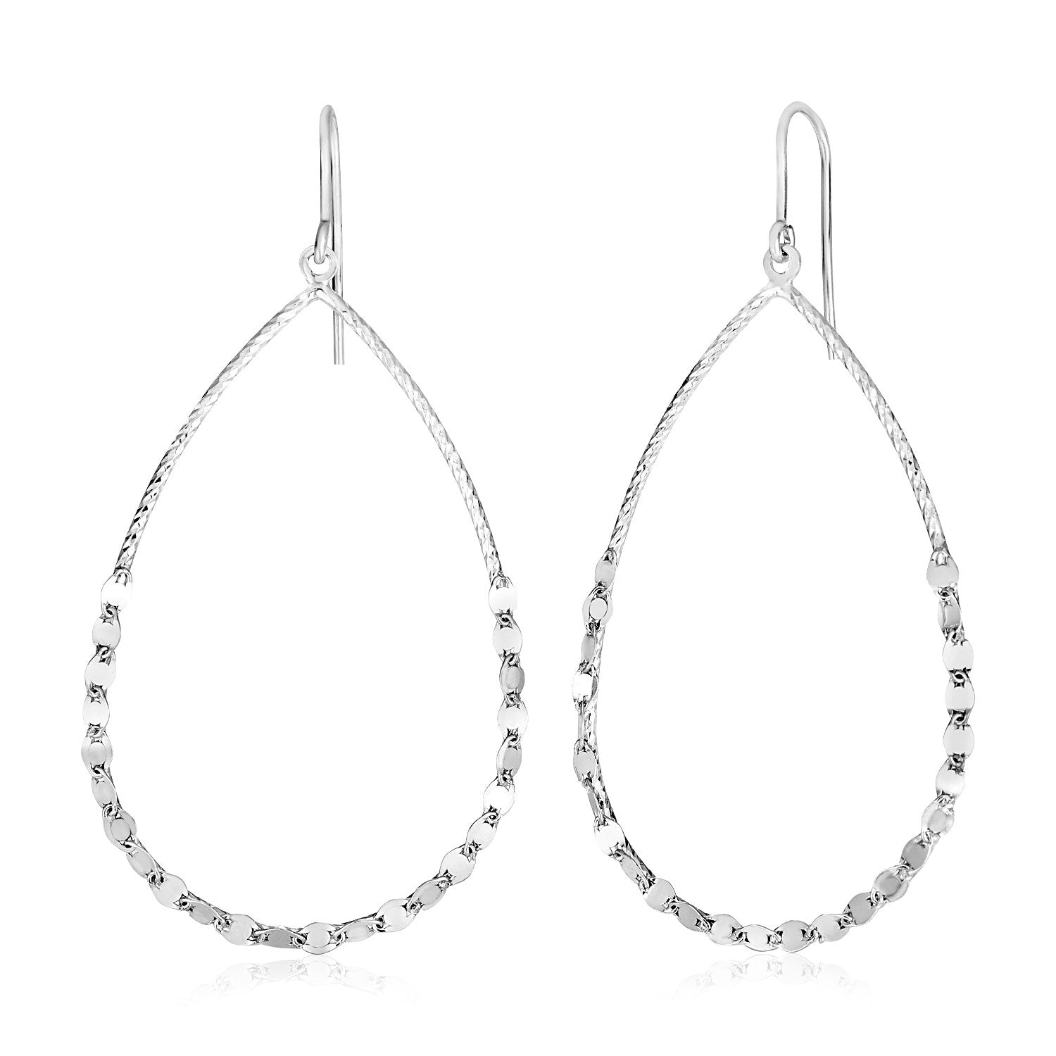 Sterling Silver Textured Teardrop Motif Dangle Earrings - LinkagejewelrydesignLinkagejewelrydesign