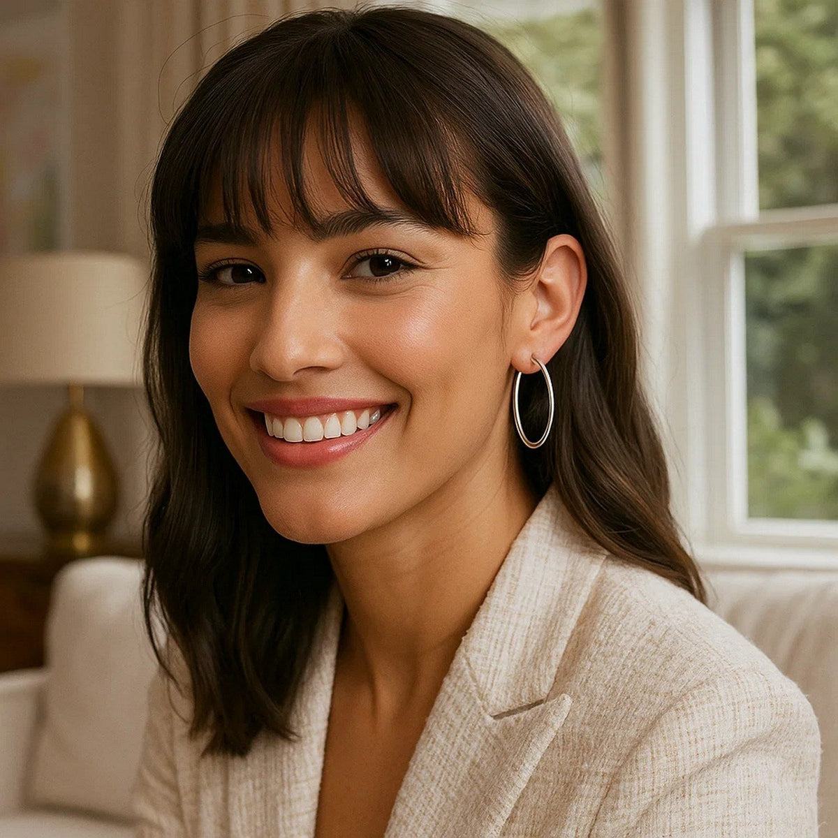 Sterling Silver Thin Polished Hoop Style Earrings with Rhodium Plating (2x30mm) - LinkagejewelrydesignLinkagejewelrydesign