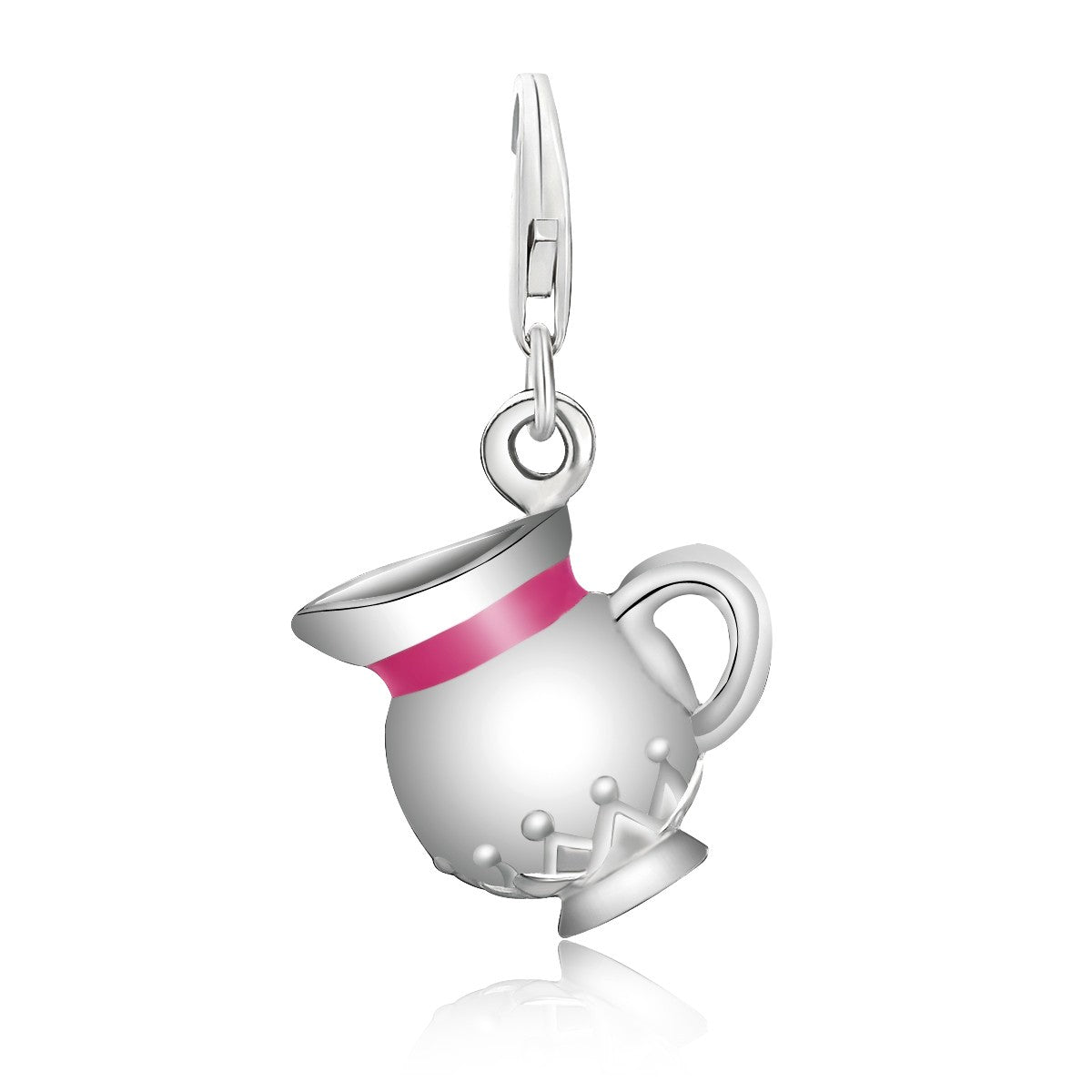 Sterling Silver Water Jug with Pink Enamel Accent Charm - LinkagejewelrydesignLinkagejewelrydesign