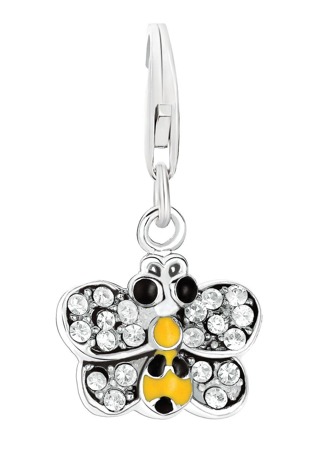 Sterling Silver White Tone Crystal Embellished Butterfly Charm - LinkagejewelrydesignLinkagejewelrydesign