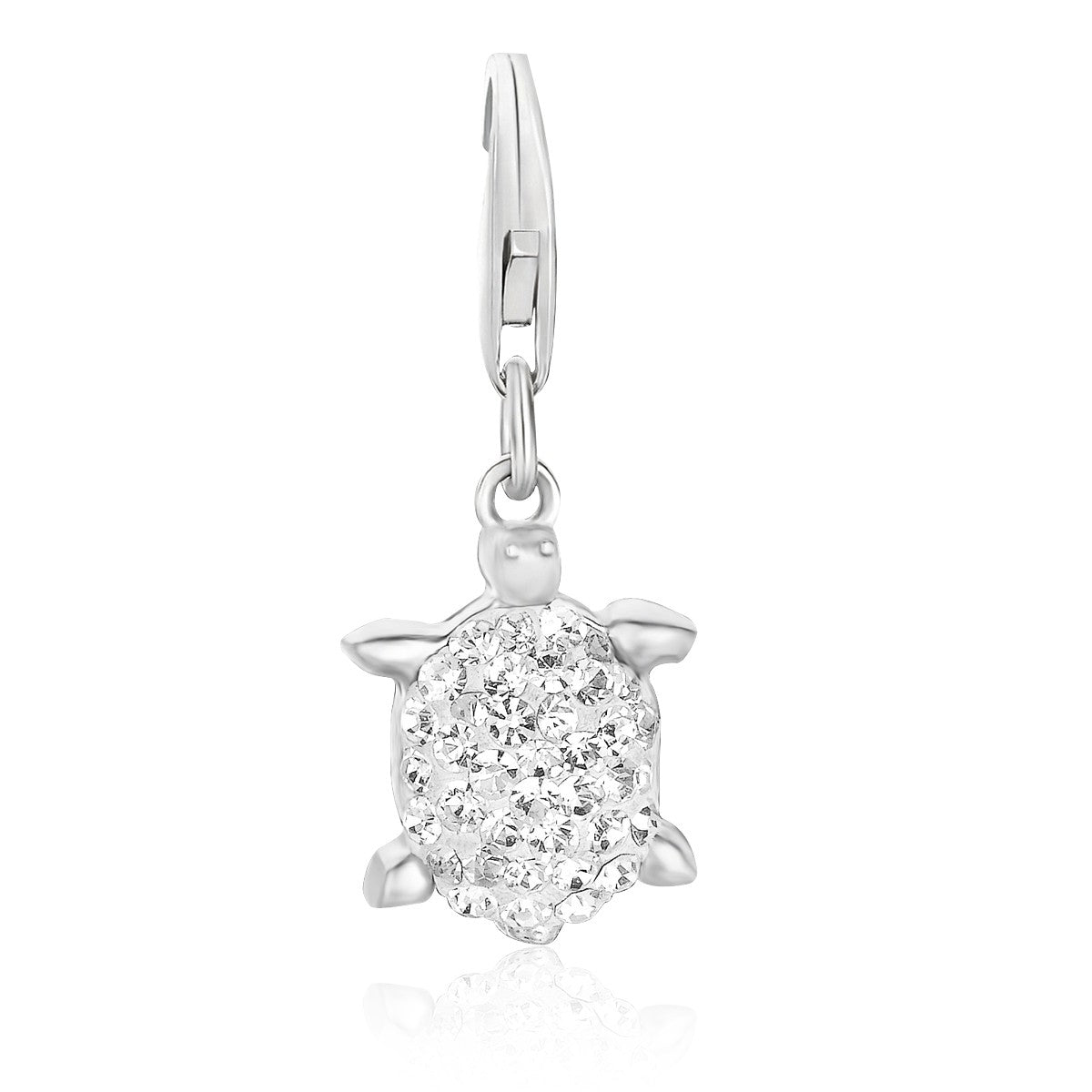 Sterling Silver White Tone Crystal Encrusted Tortoise Charm - LinkagejewelrydesignLinkagejewelrydesign