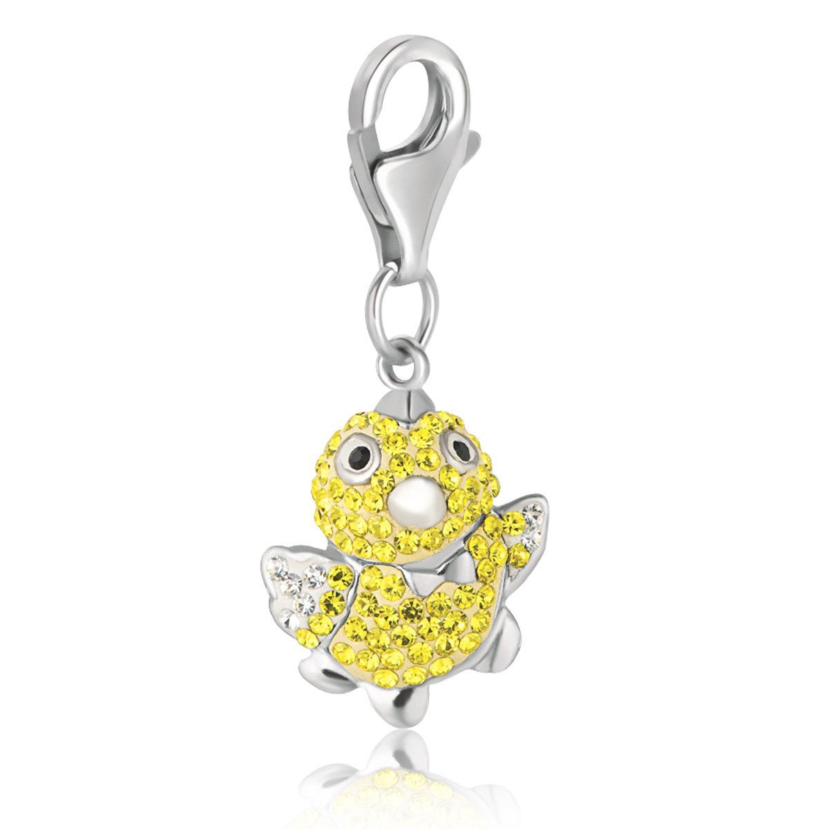 Sterling Silver Yellow and Citrine Tone Crystal Accented Chick Charm - LinkagejewelrydesignLinkagejewelrydesign
