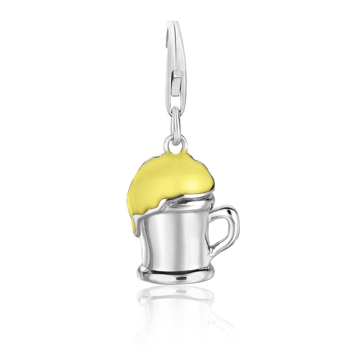 Sterling Silver Yellow Enameled Beer Mug Charm - LinkagejewelrydesignLinkagejewelrydesign