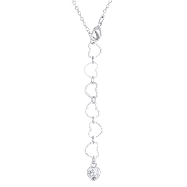 Sweet and Romantic Rhodium Melded CZ Hearts Necklace - LinkagejewelrydesignLinkagejewelrydesign