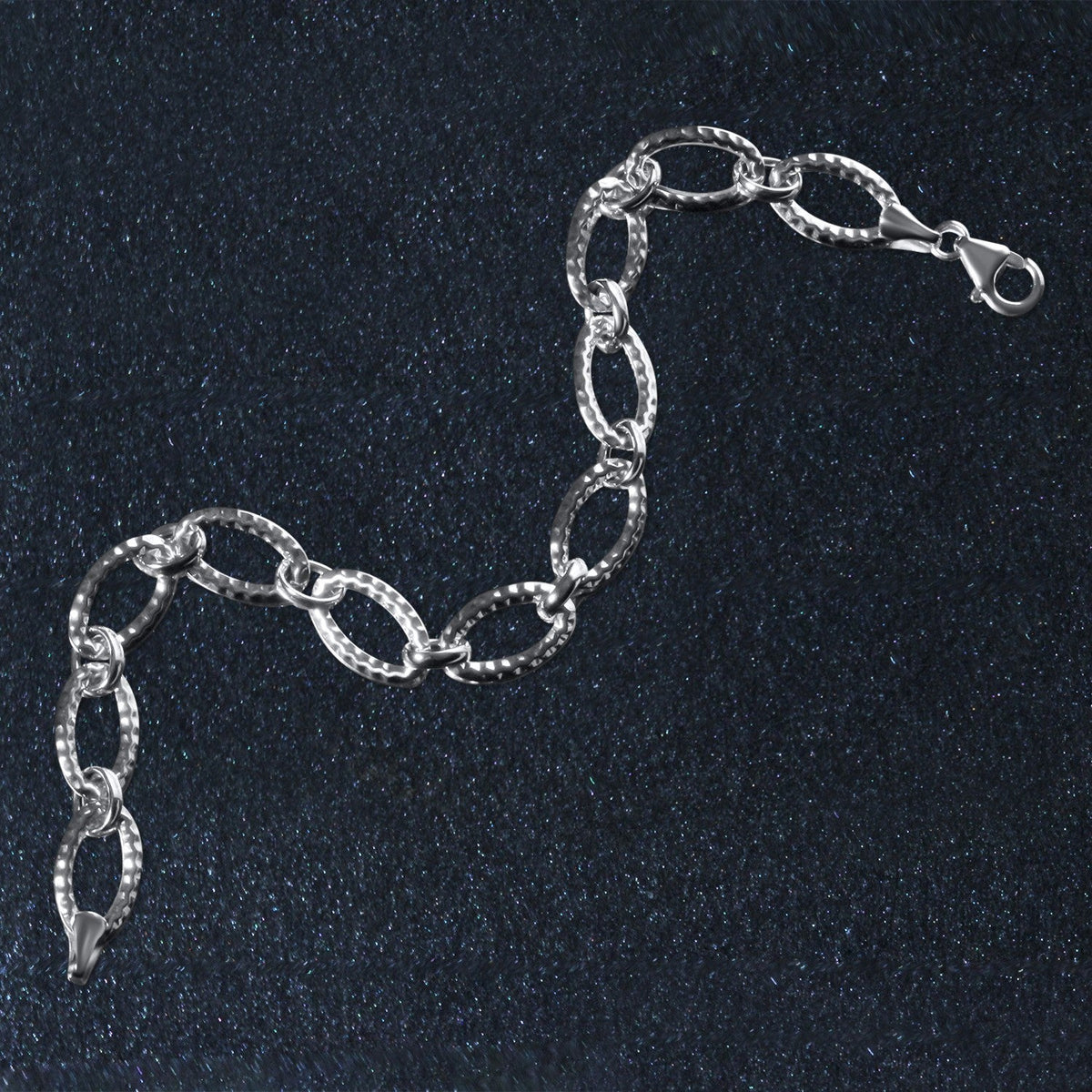 Textured Oval Link Bracelet in 14k White Gold - LinkagejewelrydesignLinkagejewelrydesign